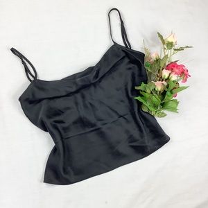Express black satin backless cami camisole crop top